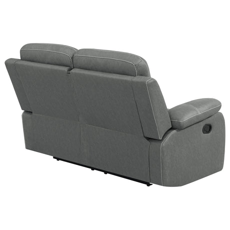 Motion Loveseat - Nova Upholstered Motion Reclining Loveseat Dark Grey