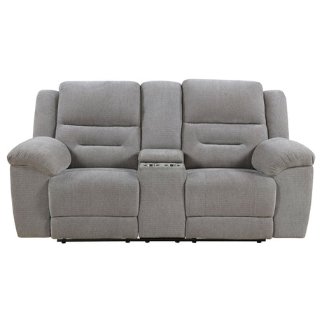 Gilson Chenille Upholstered Reclining Loveseat Grey - sold by Home Elegance USA