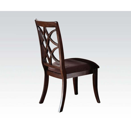 Acme - Keenan Side Chair (Set-2) 60257 Brown Microfiber & Dark Walnut Finish