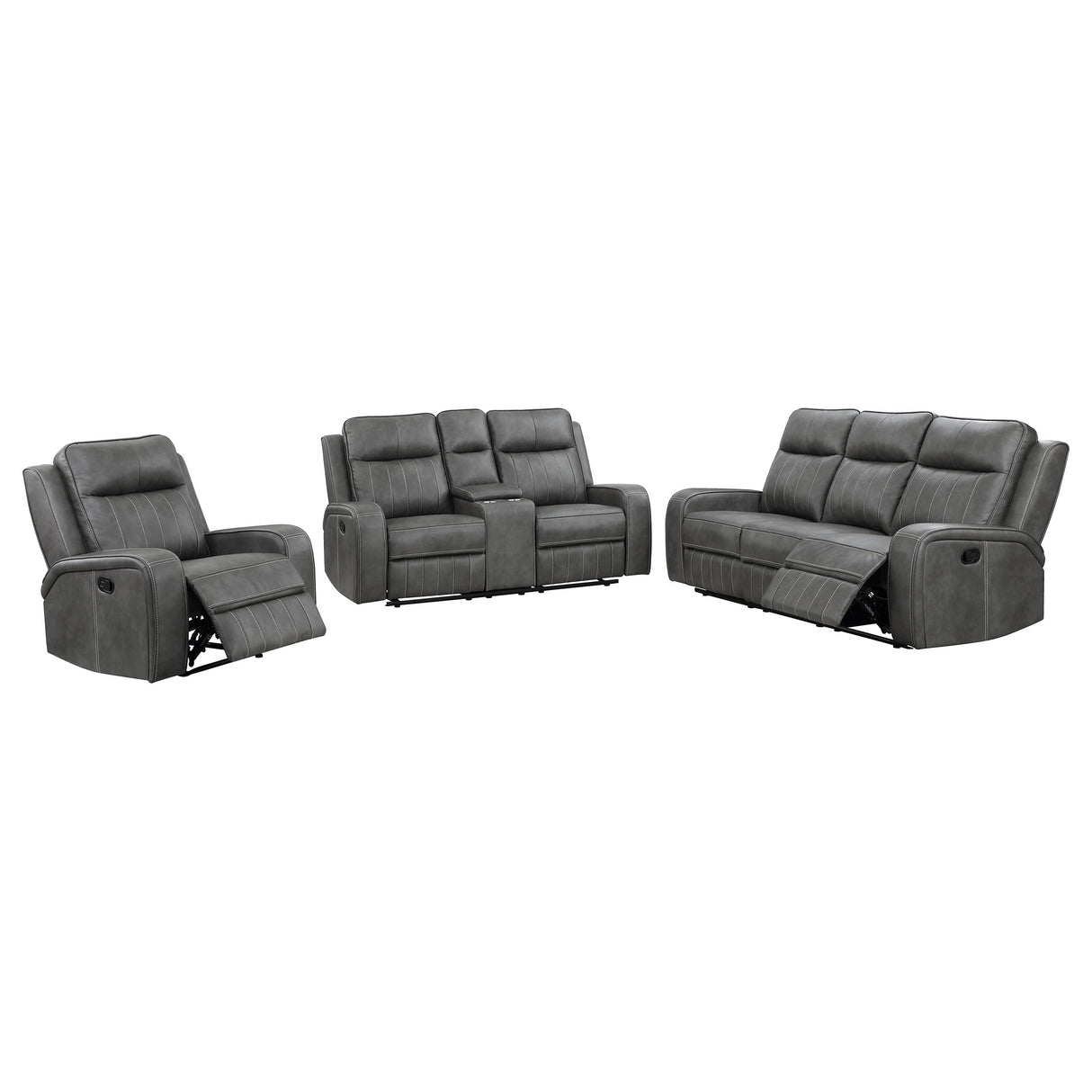 Reclining Sofa 3 Pc Set - Raelynn 3-piece Upholstered Motion Reclining Sofa Set Grey