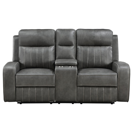 Motion Loveseat - Raelynn Upholstered Motion Reclining Loveseat Grey