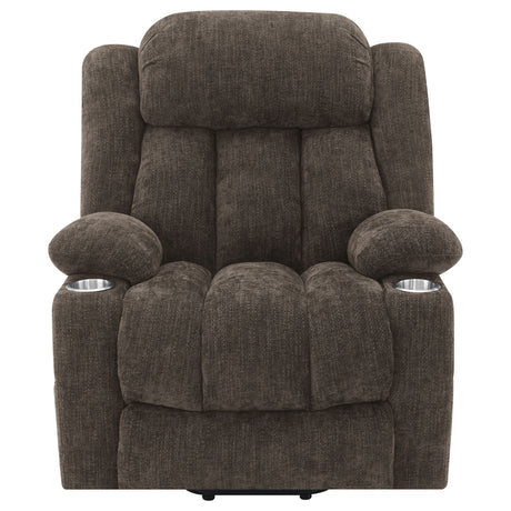 Houston Upholstered Power Lift Recliner Chair Dark Brown - sold by Home Elegance USA