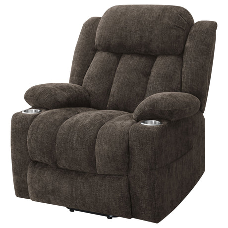 Houston Upholstered Power Lift Recliner Chair Dark Brown - sold by Home Elegance USA