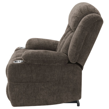 Houston Upholstered Power Lift Recliner Chair Dark Brown - sold by Home Elegance USA