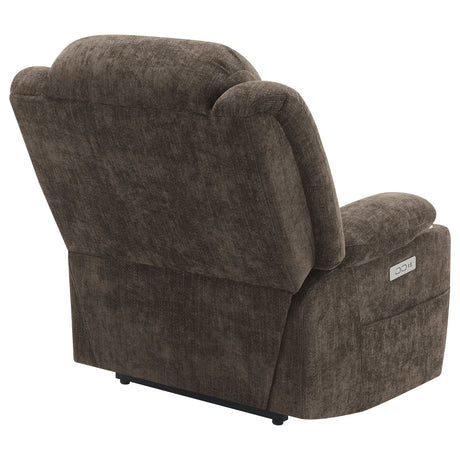 Houston Upholstered Power Lift Recliner Chair Dark Brown - sold by Home Elegance USA