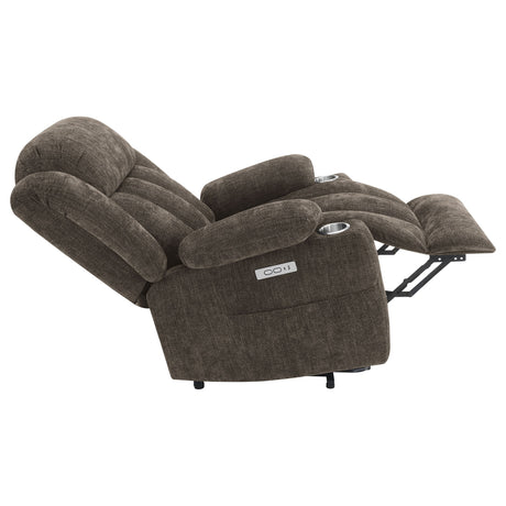 Houston Upholstered Power Lift Recliner Chair Dark Brown - sold by Home Elegance USA