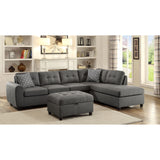 Balta Grey Button Tufted Sectional with Removable Cushion