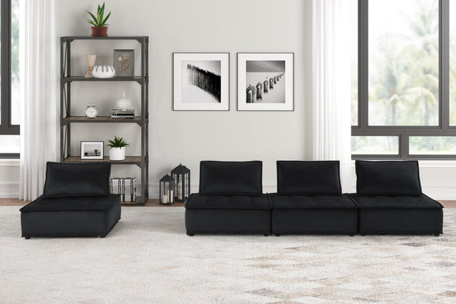 Anna Black Velvet 4 Pc Modular Sofa | Home Elegance USA