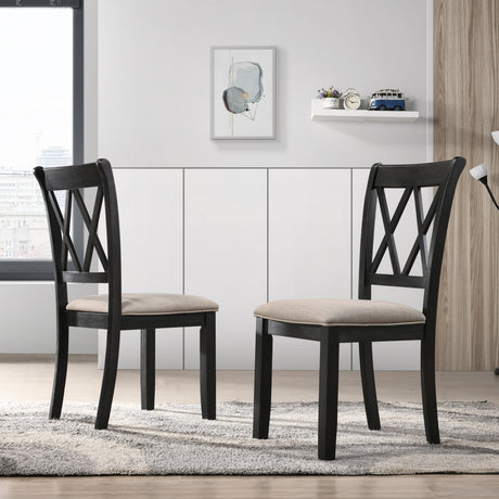Arroyo 5-Piece Dining Set, Hairpin Dining Table with 4 Cross-back Chairs, Rich Black - sold by Home Elegance USA