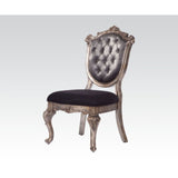 Acme - Chantelle Side Chair (Set-2) 60542 Silver Gray Silk-Like Fabric & Antique Platinum Finish