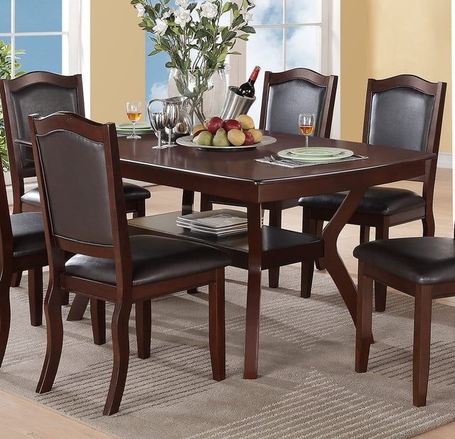 Formal Look 1pc Dining Table w Shelve Solidwood Espresso Finish Dining Room Furniture