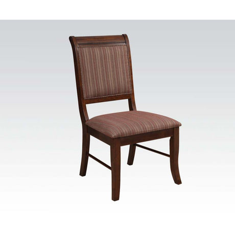 Acme - Mahavira Side Chair (Set-2) 60683 Red Shades Pattern Fabric & Espresso Finish