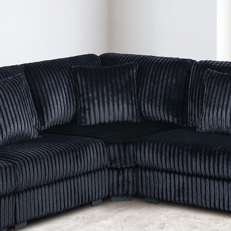 Contemporary Style 6-PC Modular Sectional Sofa Set USB Cup Holder Black Finish Corduroy Living Room Furniture Couch - sold by Home Elegance USA