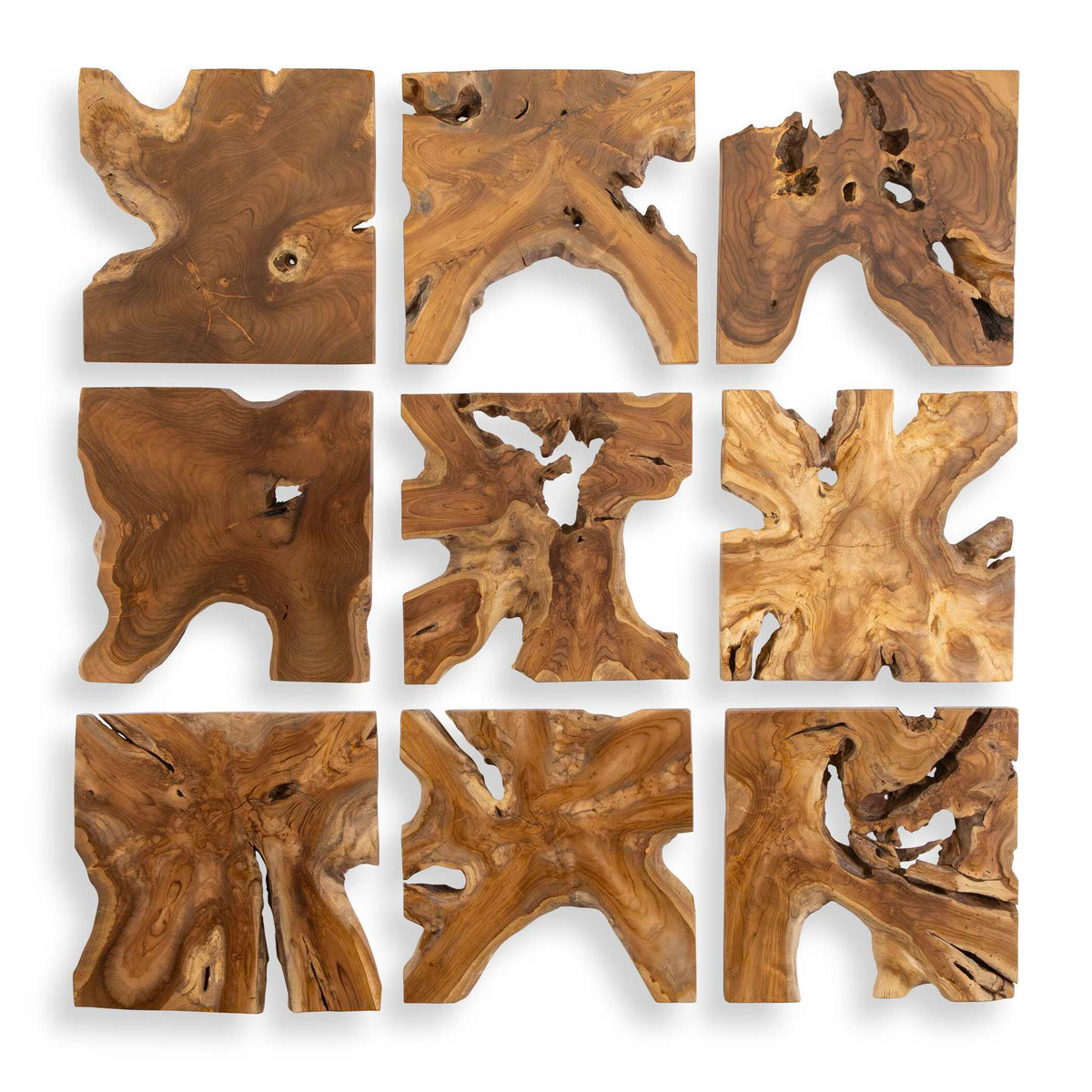 Talia Wood Wall Decor (Set of 9) - Light Brown by Uttermost - View 1