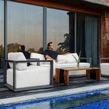 Remsen Outdoor Lounge Chair Black / Oyster - Black / White by Uttermost - View 12