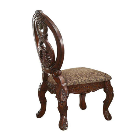 Acme - Rovledo Side Chair (Set-2) 60802 Pattern Fabric & Cherry Finish