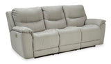 Power Reclining Sofa Fossil Gaucho Adjustable Headrest Microfiber by Ashley - Home Elegance USA