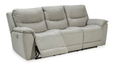 Power Reclining Sofa Fossil Gaucho Adjustable Headrest Microfiber by Ashley - Home Elegance USA