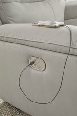 Power Reclining Sofa Fossil Gaucho Adjustable Headrest Microfiber by Ashley - Home Elegance USA