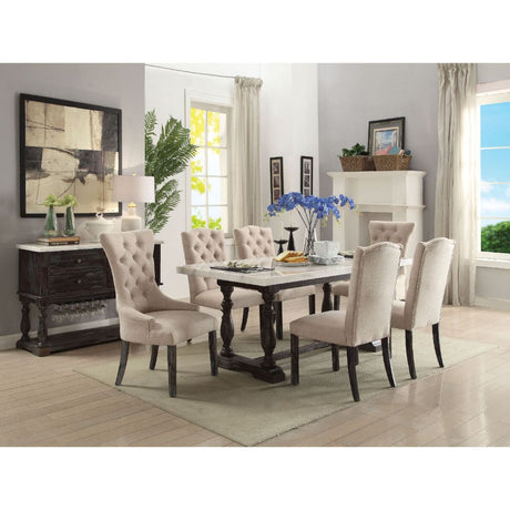 Acme - Gerardo Dining Table 60820 White Marble Top & Weathered Espresso Finish