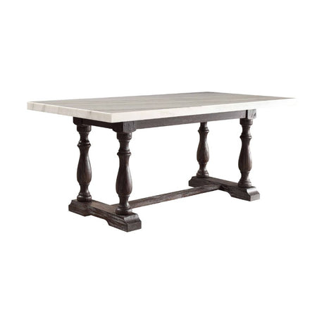 Acme - Gerardo Dining Table 60820 White Marble Top & Weathered Espresso Finish