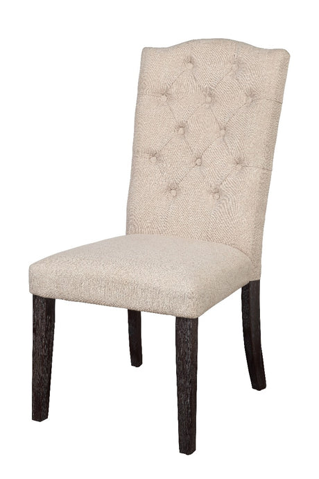 Acme - Gerardo Side Chair (Set-2) 60822 Beige Linen & Weathered Espresso Finish