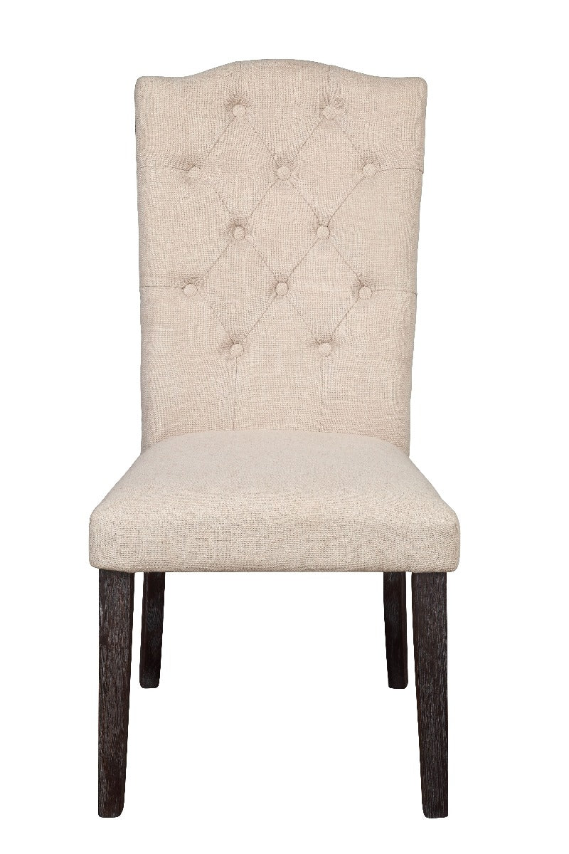 Acme - Gerardo Side Chair (Set-2) 60822 Beige Linen & Weathered Espresso Finish