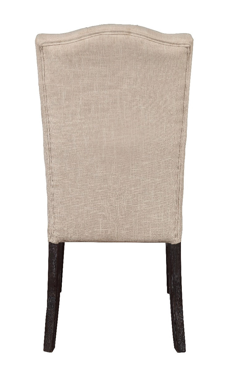 Acme - Gerardo Side Chair (Set-2) 60822 Beige Linen & Weathered Espresso Finish