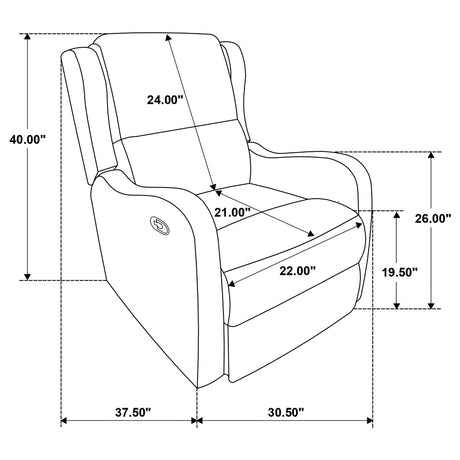 Kelsey Upholstered English Arm Recliner Chair Ivory - sold by Home Elegance USA