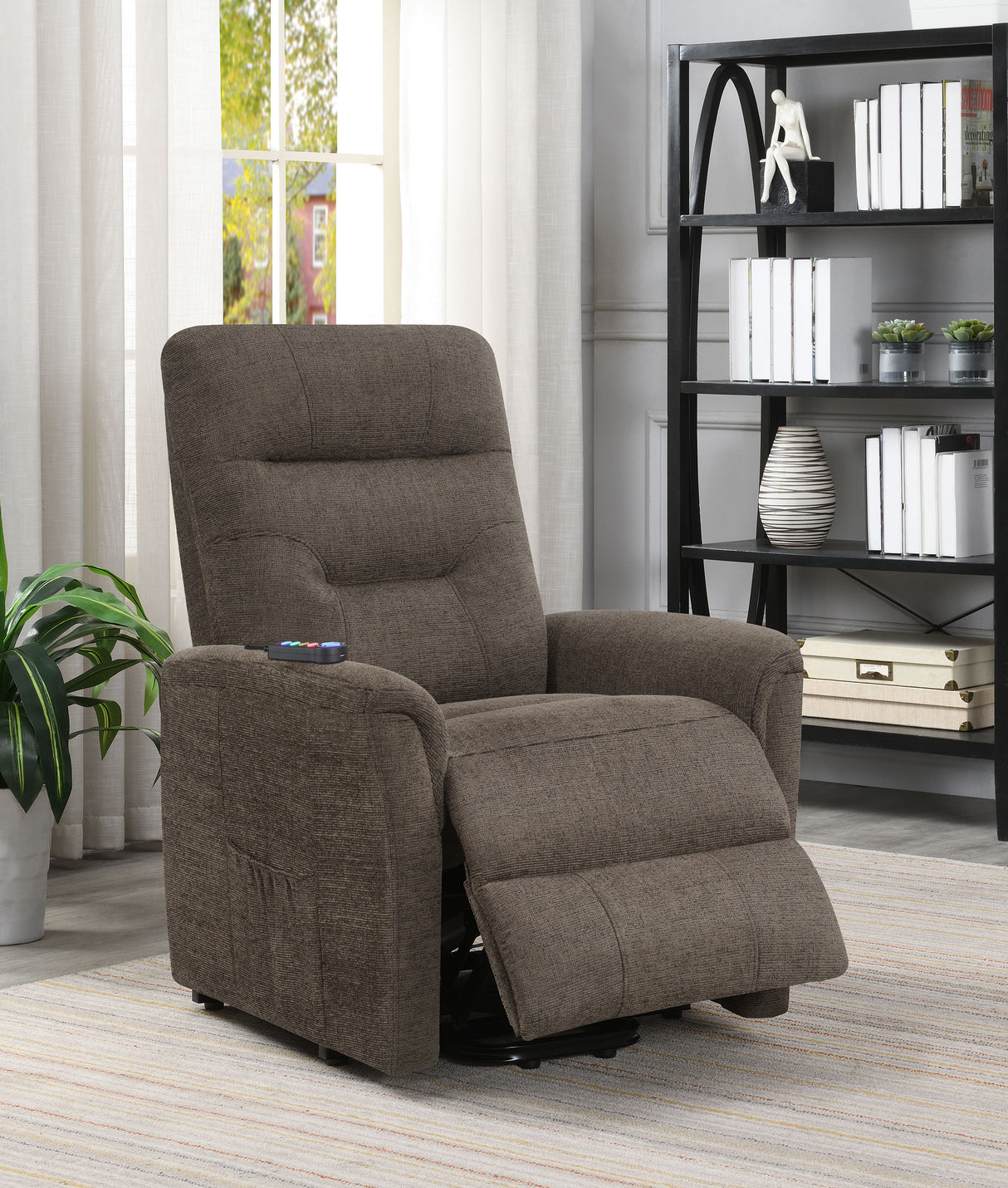 Power Lift Massage Chair - Henrietta Power Lift Recliner with Storage Pocket Brown