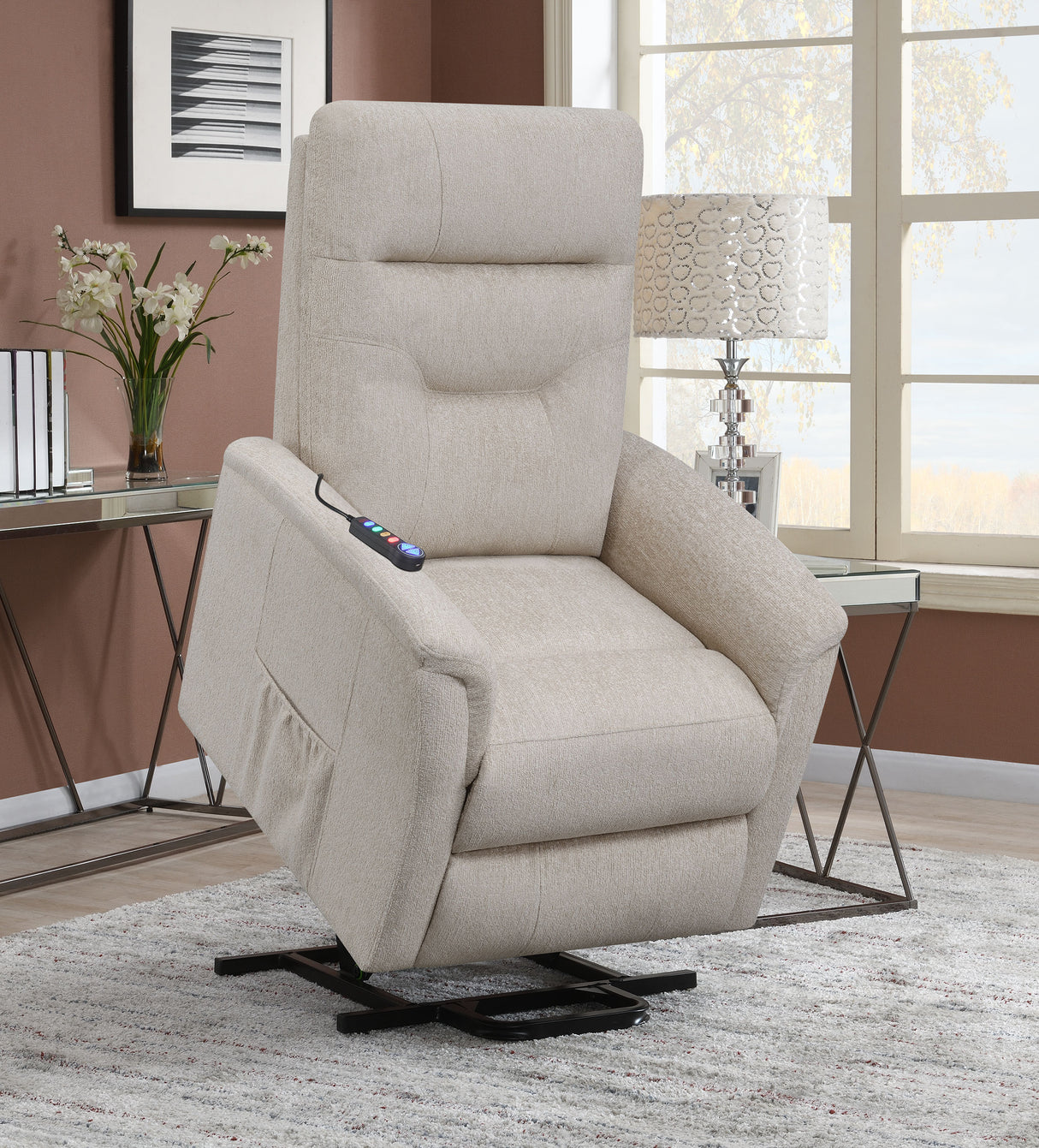 Power Lift Massage Chair - Henrietta Power Lift Recliner with Storage Pocket Beige