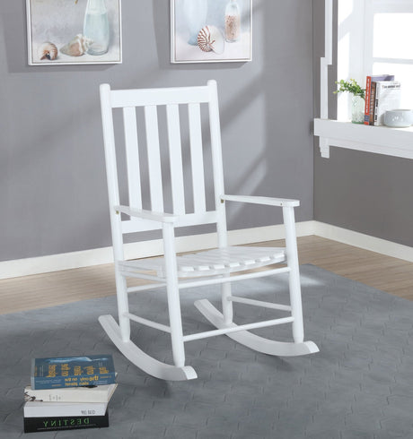 Annie Slat Back Wooden Rocking Chair White | Coaster - 609455 - Home Elegance USA - 2