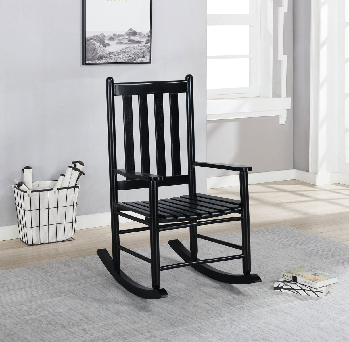 Annie Slat Back Wooden Rocking Chair Black | Coaster | Home Elegance USA