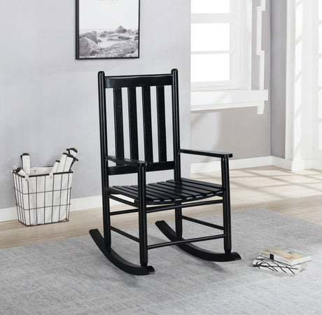 Annie Slat Back Wooden Rocking Chair Black | Coaster - 609456 - Home Elegance USA - 2