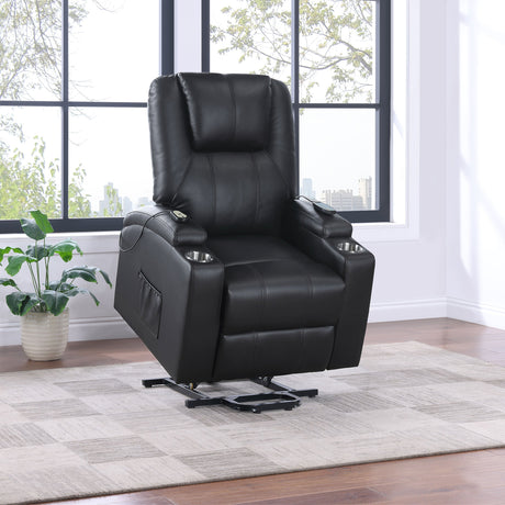 Armstrong Upholstered Power Lift Massage Recliner Black - sold by Home Elegance USA