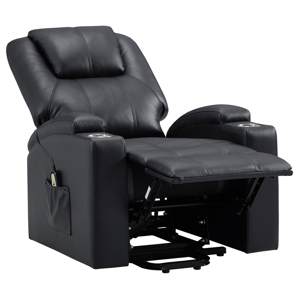 Sillón reclinable de masaje eléctrico tapizado Armstrong negro
