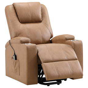 Armstrong Upholstered Power Lift Massage Recliner Camel - Coaster Furniture - sold by Home Elegance USA