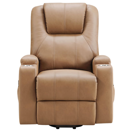 Armstrong Upholstered Power Lift Massage Recliner Camel - Coaster Furniture - sold by Home Elegance USA