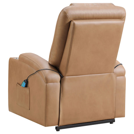 Armstrong Upholstered Power Lift Massage Recliner Camel - Coaster Furniture - sold by Home Elegance USA