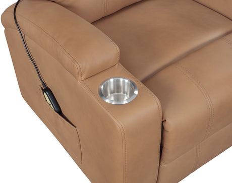 Armstrong Upholstered Power Lift Massage Recliner Camel - Coaster Furniture - sold by Home Elegance USA