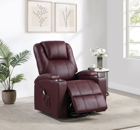 Armstrong Upholstered Power Lift Massage Recliner Wine Red - sold by Home Elegance USA
