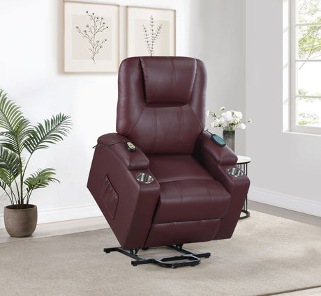 Armstrong Upholstered Power Lift Massage Recliner Wine Red - sold by Home Elegance USA