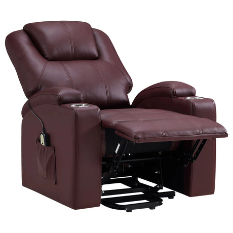 Armstrong Upholstered Power Lift Massage Recliner Wine Red - sold by Home Elegance USA