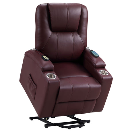 Armstrong Upholstered Power Lift Massage Recliner Wine Red - sold by Home Elegance USA