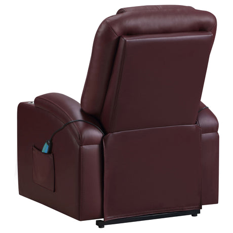 Armstrong Upholstered Power Lift Massage Recliner Wine Red - sold by Home Elegance USA