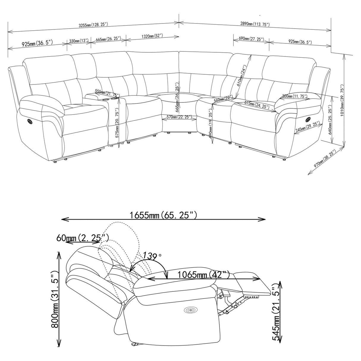 Bahrain 6 - piece Upholstered Power Sectional Charcoal | Coaster | Home Elegance USA