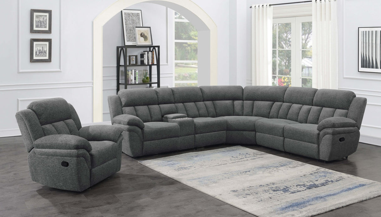 Bahrain 6 - piece Upholstered Motion Sectional Charcoal | Coaster | Home Elegance USA