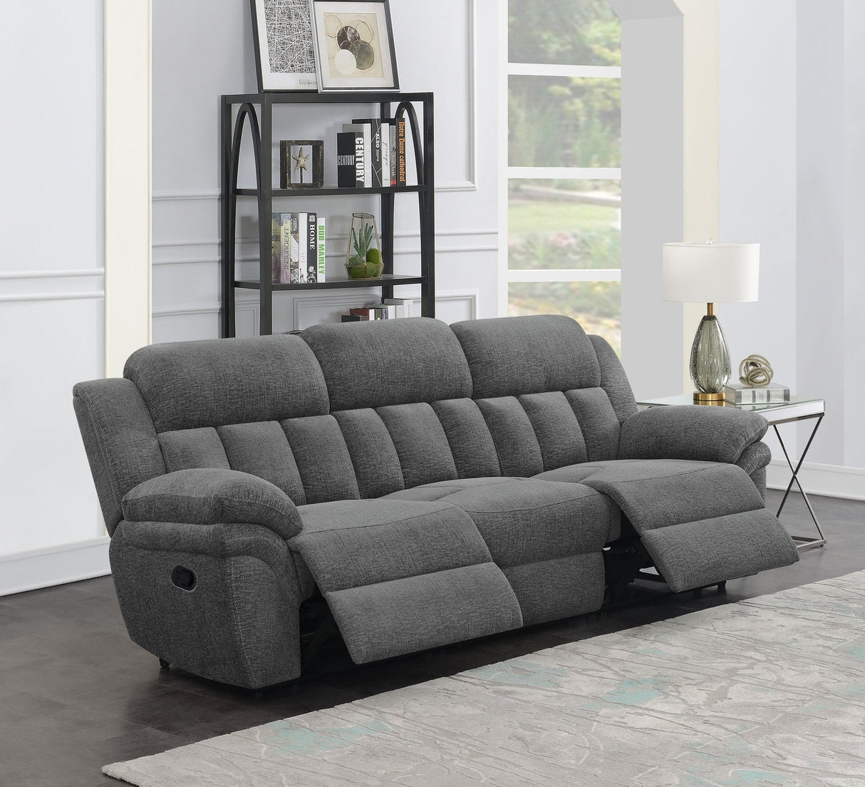 Bahrain Upholstered Motion Sofa Charcoal | Coaster - 609541 - Home Elegance USA - 2