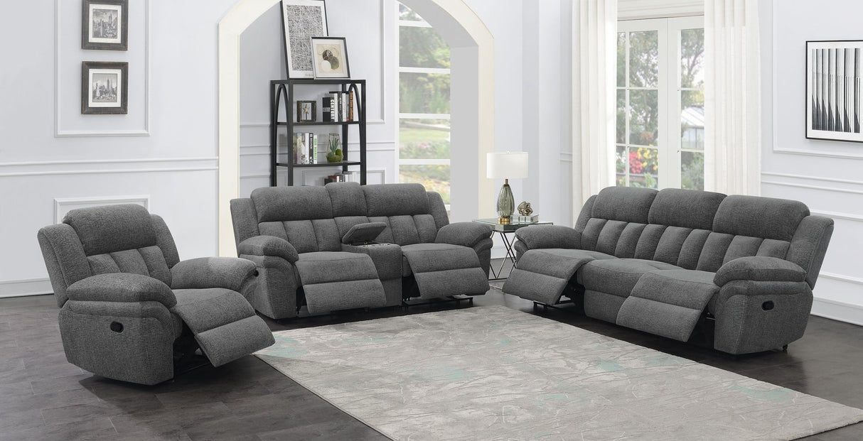 Bahrain Upholstered Motion Sofa Charcoal | Coaster | Home Elegance USA