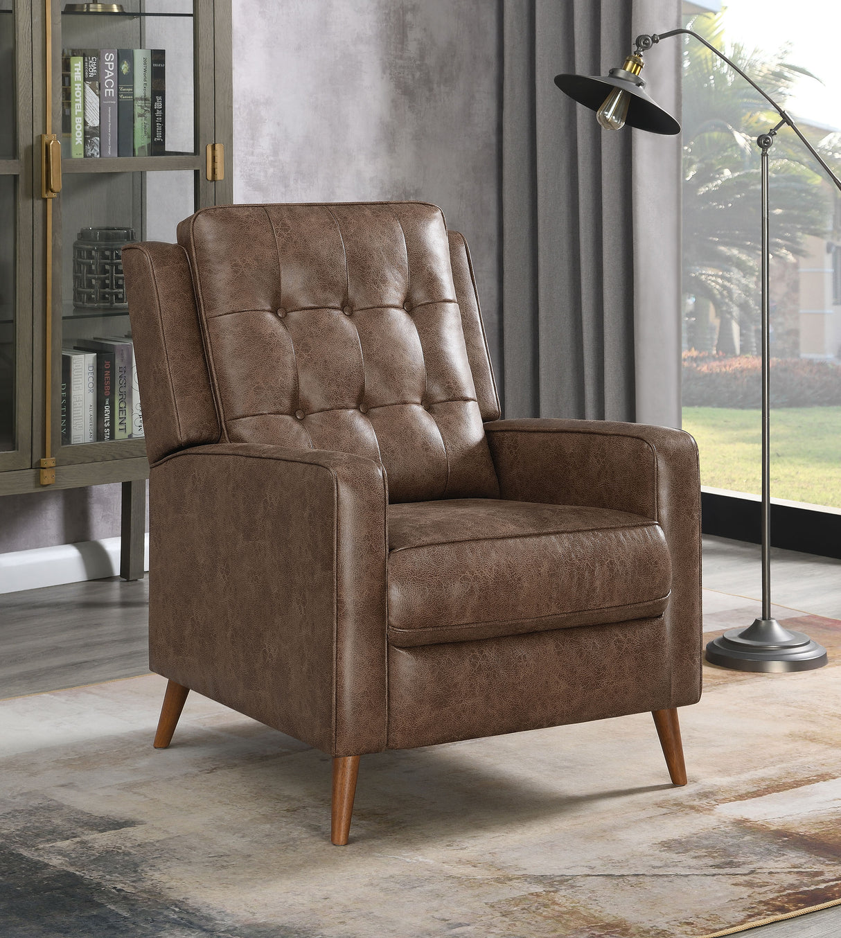 Push Back Recliner - Davidson Upholstered Tufted Push Back Recliner Brown